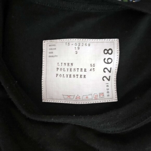 SACAI BLACK SHEER FLORAL PLEATED BACK TEE (3) - Picture 6 of 9